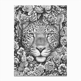 Jaguar In Flowers Canvas Print