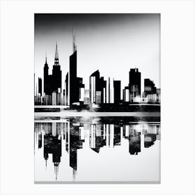 City Skyline In Black And White Canvas Print