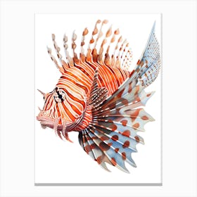 Colourful Lionfish Art isolated on White 1 Canvas Print