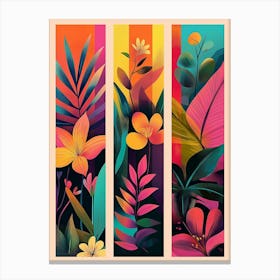 Tropical Flowers Set Of Banners Canvas Print