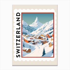 Retro Winter Stamp Poster Zermatt Switzerland Canvas Print