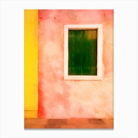 Green Shuttered Window Of Burano Canvas Print