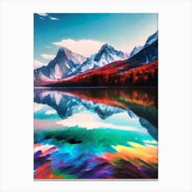 Colorful Mountains Reflected In A Lake Canvas Print