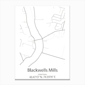 Blackwells Mills,United States Minimalist Map Canvas Print