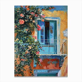 Balcony Painting In Athens 1 Canvas Print