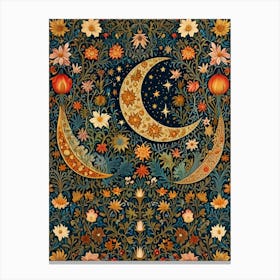 William Morris Moon And Flowers 3 Canvas Print