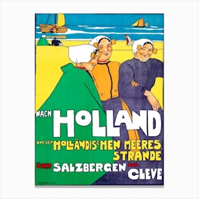 Holland, Women In Traditional Costumes On The Coast Canvas Print