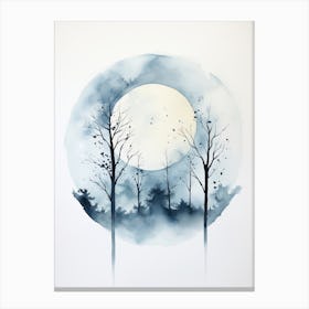 Watercolour Of A The Woods With A Moon 3 Canvas Print