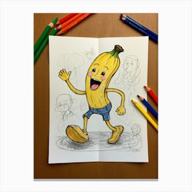 Banana Drawing Canvas Print