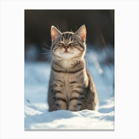 Cat In The Snow Canvas Print