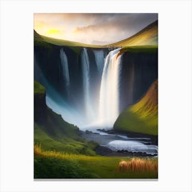 Skógafoss Waterfall, Iceland Realistic Photograph (2) Canvas Print