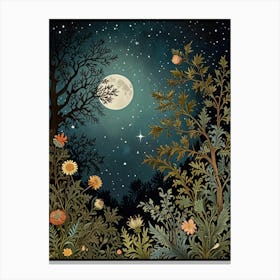 Moonlight In The Forest Style William Morris 11 Canvas Print