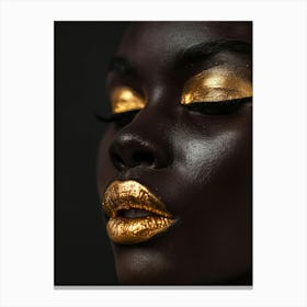 Black Woman With Gold Makeup 3 Canvas Print
