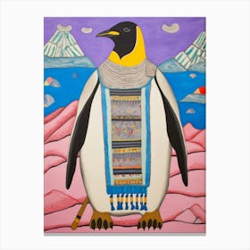Maximalist Animal Painting Emperor Penguin Canvas Print