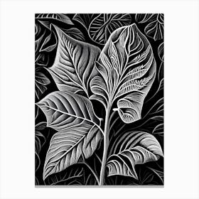 Pepper Leaf Linocut Canvas Print