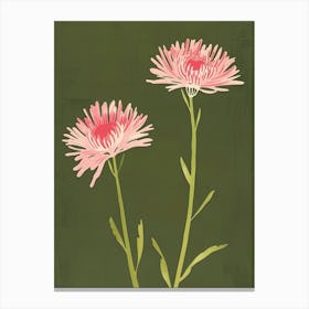 Pink & Green Chrysanthemum 3 Canvas Print