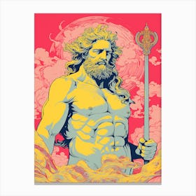  A Drawing Of Poseidon With Trident Silk Screen 1 Canvas Print