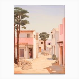 Paphos Cyprus 4 Vintage Pink Travel Illustration Canvas Print