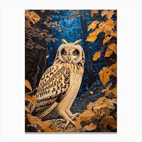 Short Eared Owl Relief Illustration 4 Canvas Print