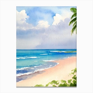 Carlisle Bay Beach 2, Barbados Watercolour Canvas Print