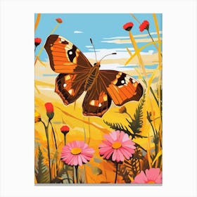 Pop Art Meadow Brown Butterfly 4 Canvas Print