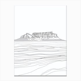 Table Mountain South Africa Line Drawing 5 Canvas Print