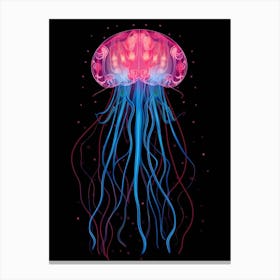 Turritopsis Dohrnii Importal Jellyfish Neon Illustration 1 Canvas Print