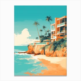 Abstract Illustration Of Hapuna Beach Hawaii Orange Hues 3 Canvas Print