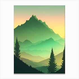 Misty Mountains Vertical Composition In Green Tone 55 Canvas Print