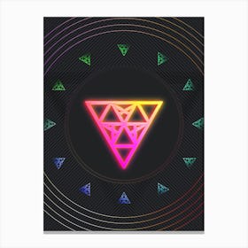 Neon Geometric Glyph in Pink and Yellow Circle Array on Black n.0469 Canvas Print