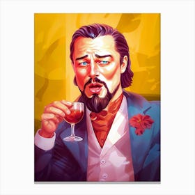 Leonardo DiCaprio Laughing with Drink Meme Art Canvas Print