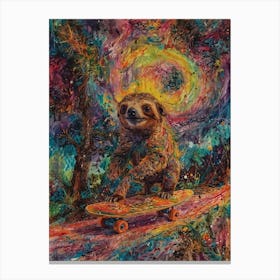 Sloth On A Skateboard 7 Canvas Print