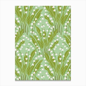 LILY OF THE VALLEY Delicate Garden Floral Botanical in Spring Green White Pink Canvas Print