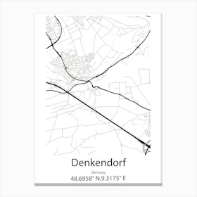 Denkendorf,Germany Minimalist Map Canvas Print