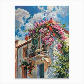 Balcony View Painting In Athens 2 Canvas Print