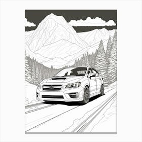 Subaru Impreza Wrx Sti Snowy Mountain Drawing 2 Canvas Print