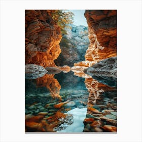 Reflection Of Water In A Canyon Canvas Print