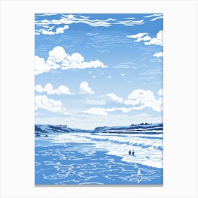 A Screen Print Of Fistral Beach Cornwall 1 Canvas Print