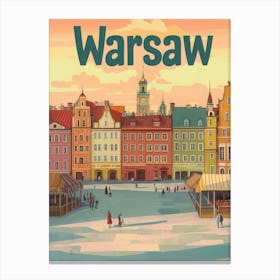 Aihrgdesign A Classic 1960s Travel Poster For Warsaw 1 Canvas Print