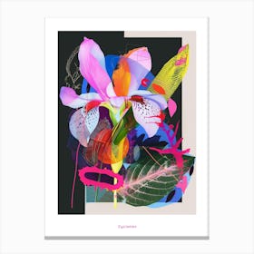 Cyclamen 4 Neon Flower Collage Poster Canvas Print