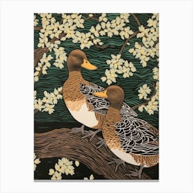 Art Nouveau Birds Poster Duck 4 Canvas Print