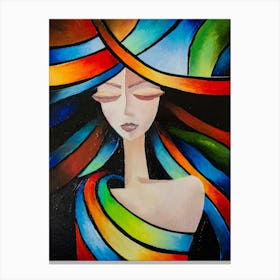 Colorful Dreams Portrait Woman Girl Art Painting Canvas Print