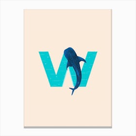 Letter W Whale Shark Canvas Print