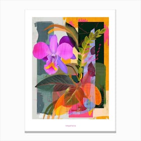 Impatiens 2 Neon Flower Collage Poster Canvas Print