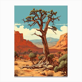  Retro Illustration Of A Joshua Trees In Grand Canyon 3 Canvas Print