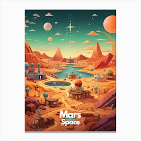 Mars Travel Poster Bubble Planet Canvas Print