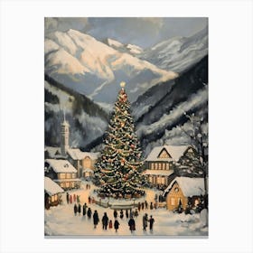 Christmas In The Village Mountains Canvas Print