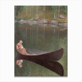 Woman In A Canoe Canvas Print