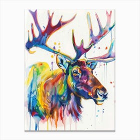 Caribou Colourful Watercolour 3 Canvas Print