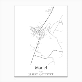 Mariel,Cuba Minimalist Map Canvas Print